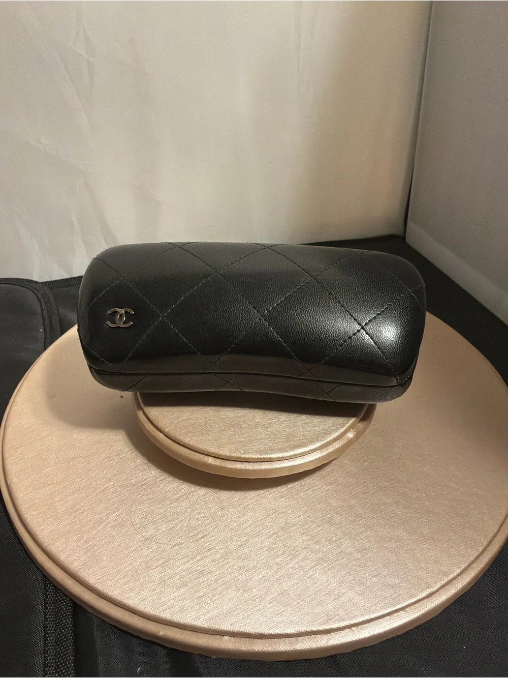 CHANEL Black Quilted Leather Sunglasses Case